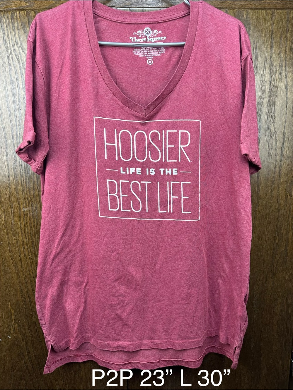 Hoosier 'Life Is The Best Life' V‑Neck Tee in Dusty Rose by